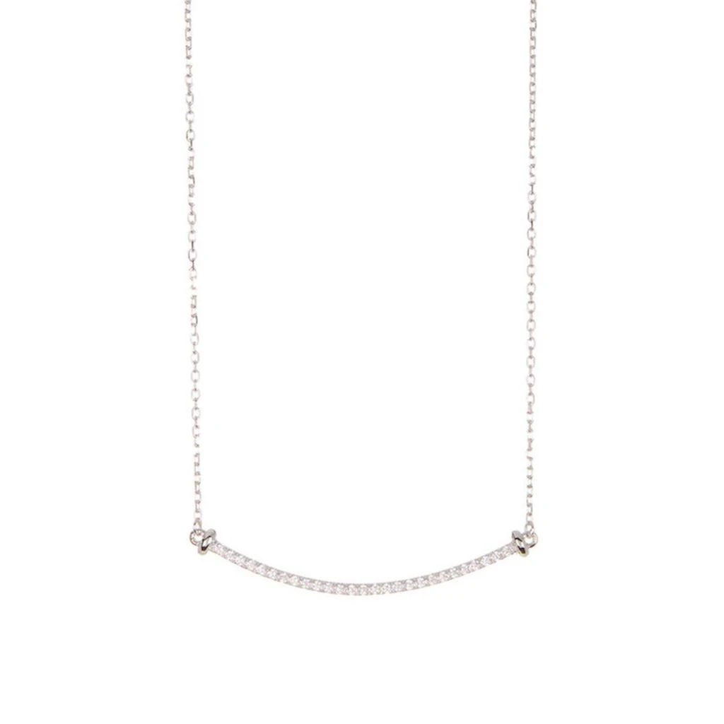 Adornia Crystal Curved Bar Necklace silver 1