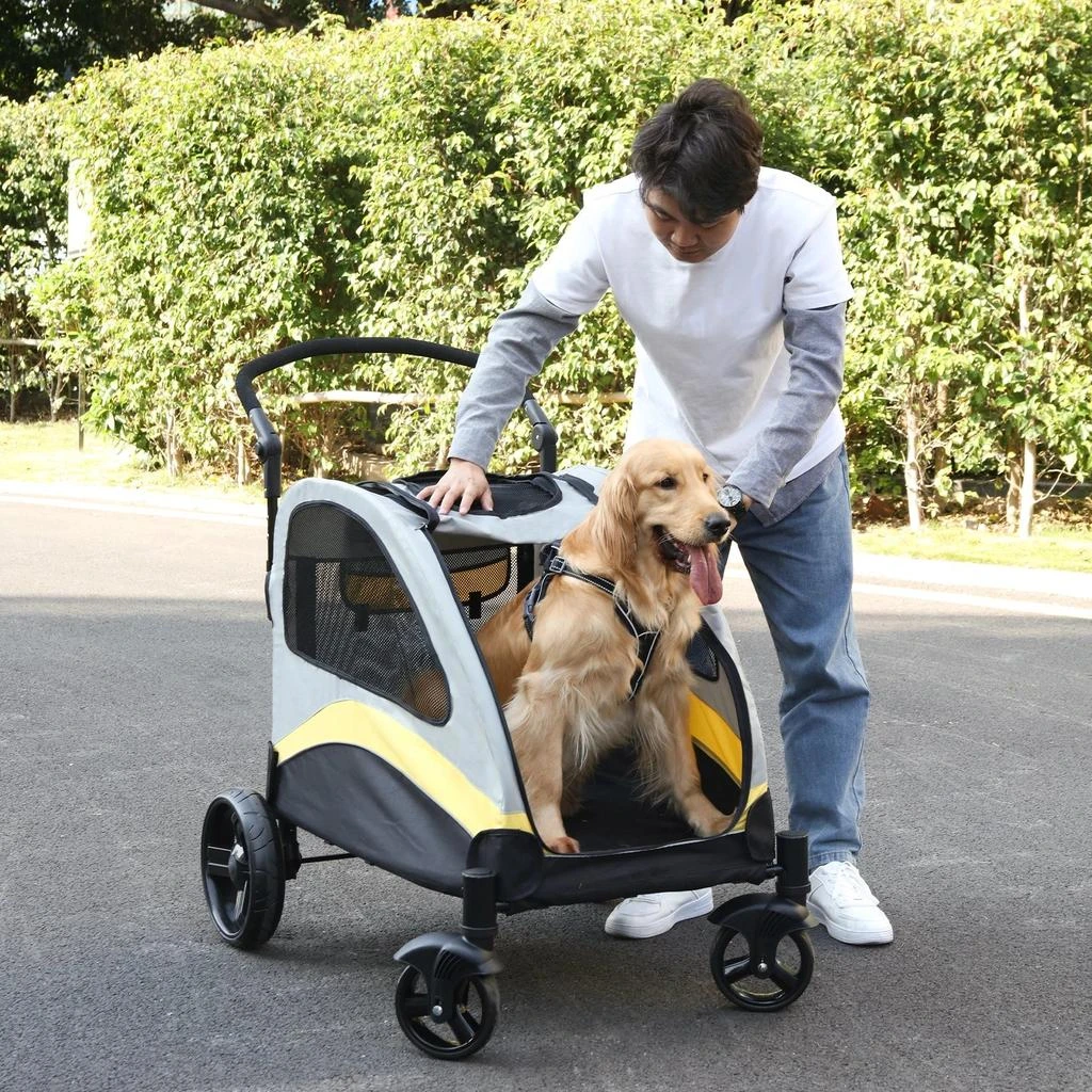AROPETS Medium size Dog Stroller with Four Wheels - Foldable Pet Jogger Wagon for Outdoor Travel, Supports Up to 55kg 3