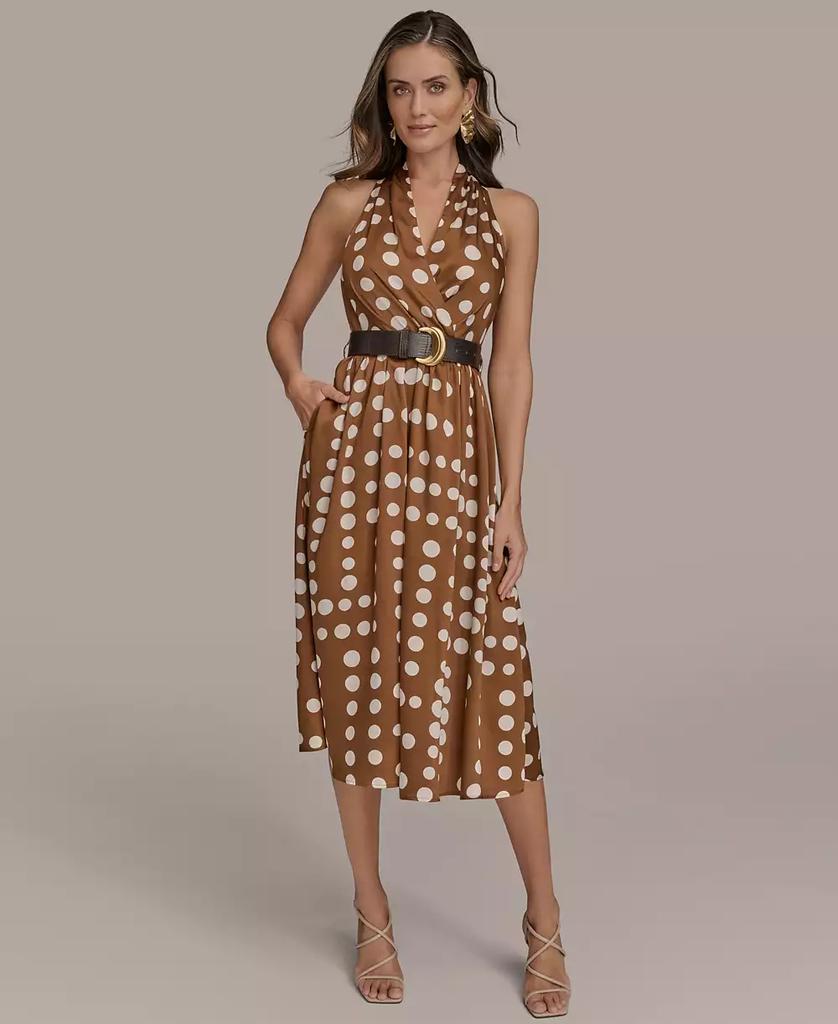 Donna Karan Women's Printed Belted Sleeveless Dress
