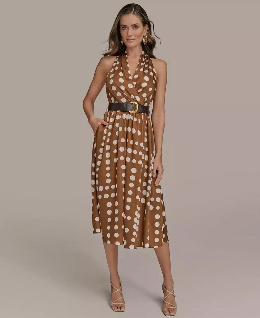 Donna Karan Women's Printed Belted Sleeveless Dress 2