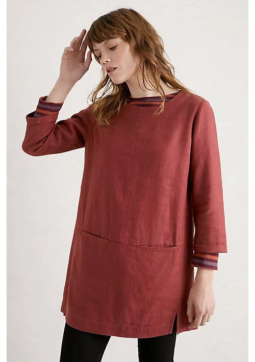 SEASALT Cornwall St Agnes Clay Ramie Blend Tunic Red 1