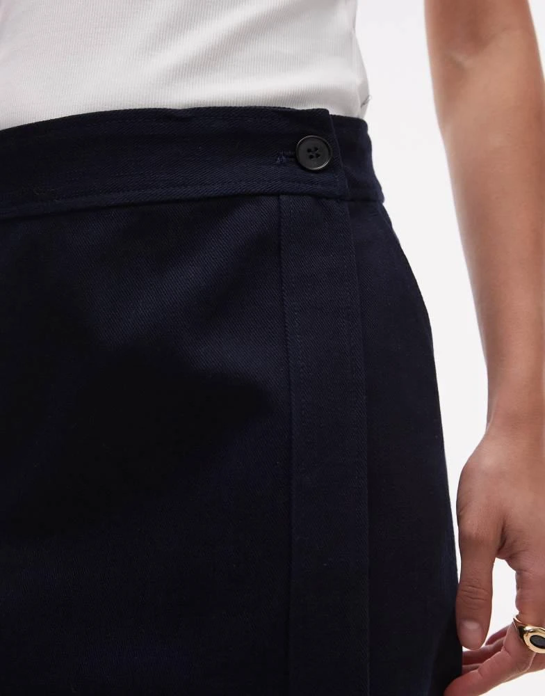ARKET ARKET pure cotton twill wrap mini skirt in navy blue 5