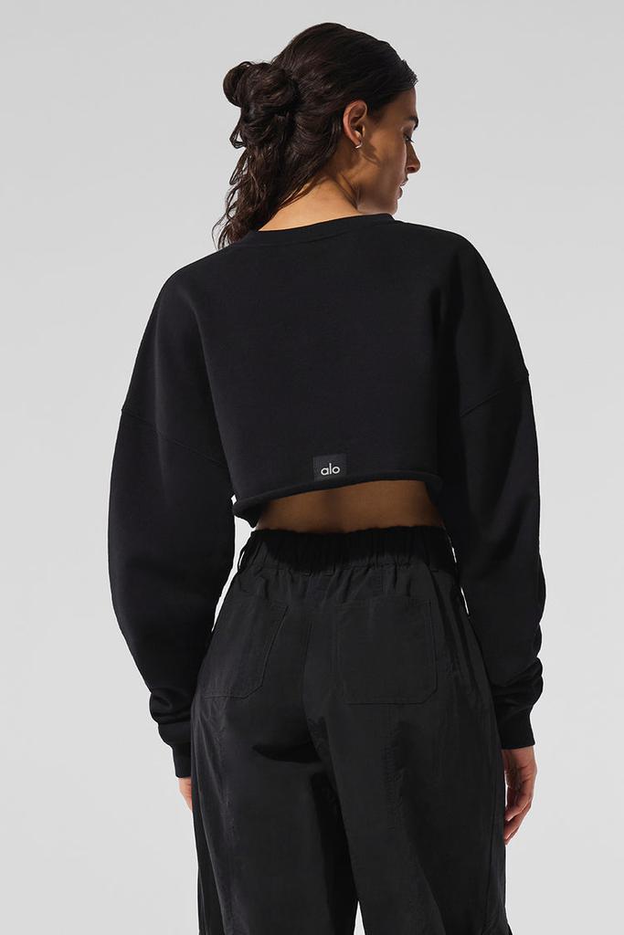 Alo Washed Extreme Cropped Pullover - Cool Grey Wash