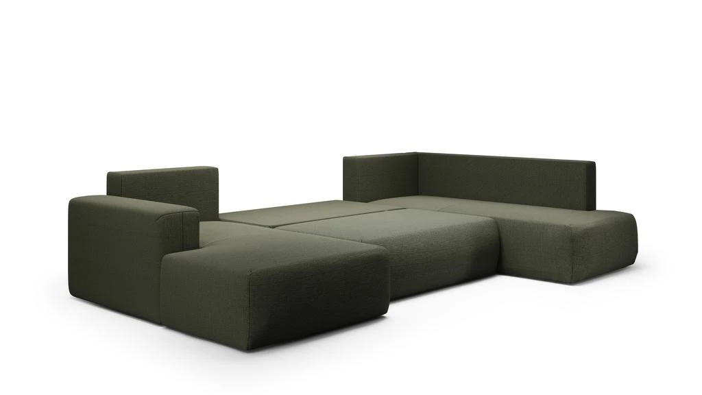 预计3周后发货 Nazar Home Canapé D'Angle Convertible 6 Places - Angle Gauche - Nala - Tissu Vert Foncé 4