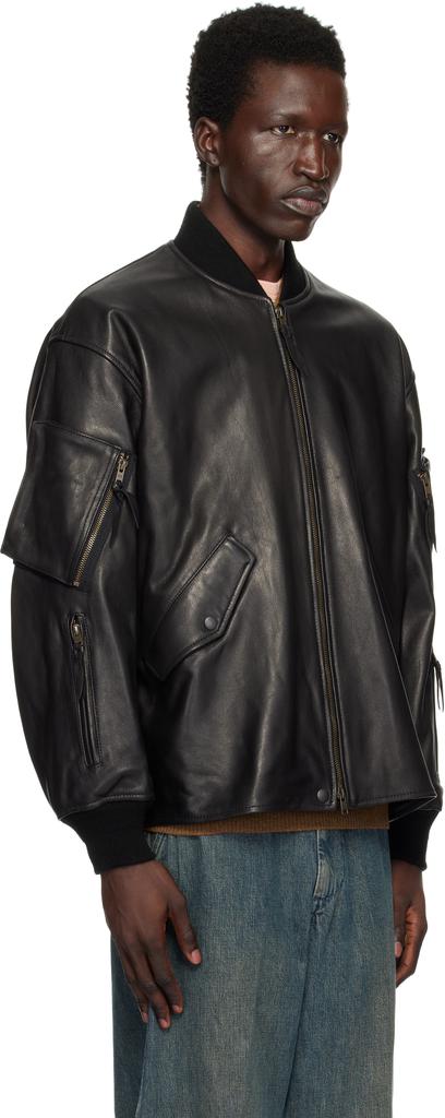 Shop Black MIL Flight Leather Jacket on Sale at BeyondStyle – Get