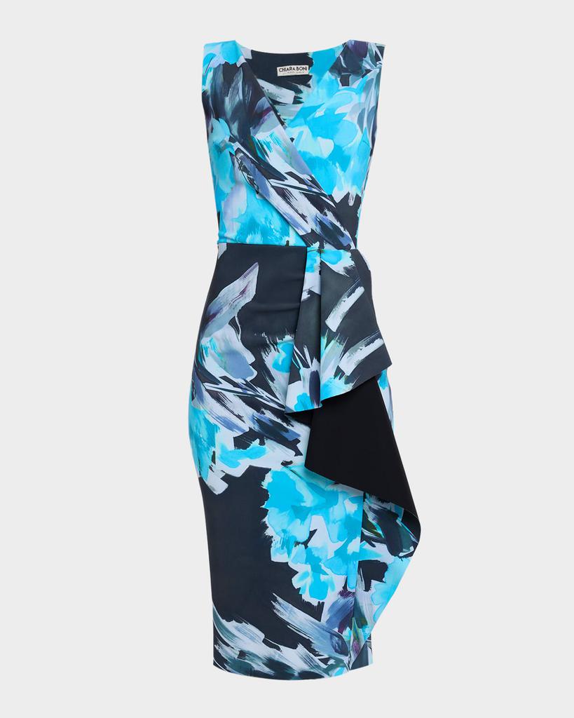 Chiara Boni Draped Abstract-Print Bodycon Dress