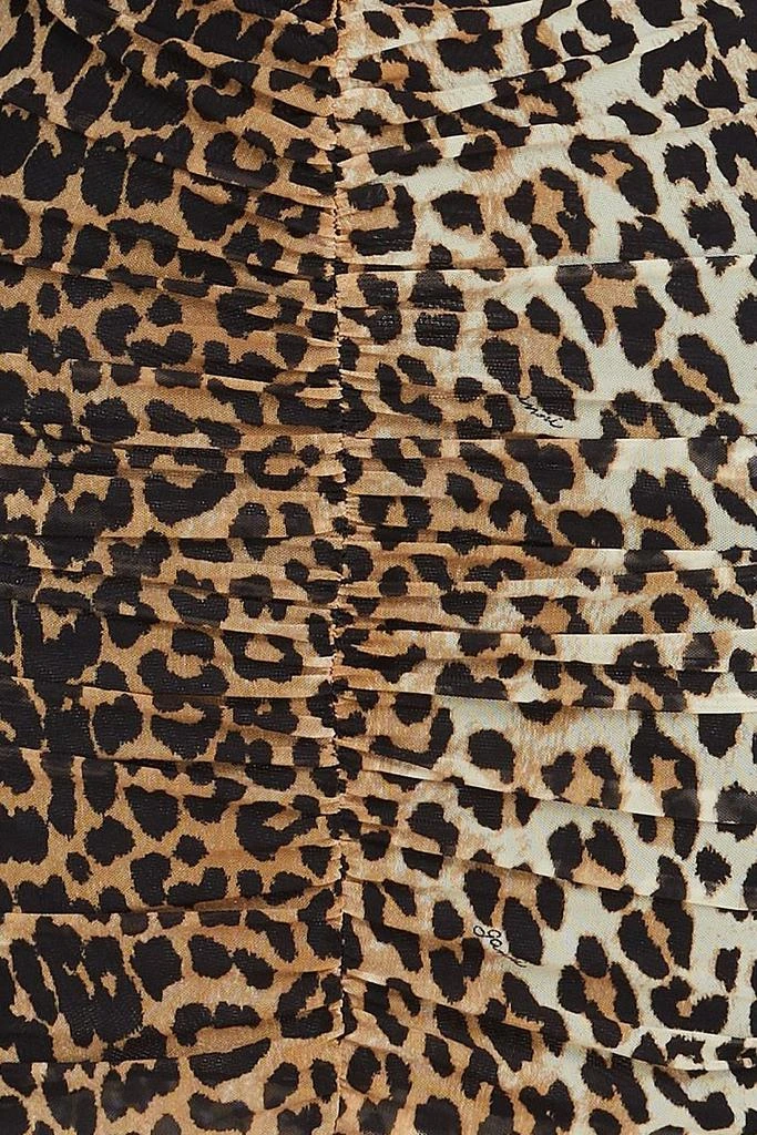 Ganni Ruched leopard-print stretch-mesh mini dress 4