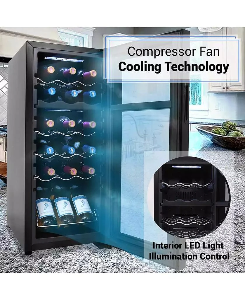 NutriChef 18-Bottle Dual-Zone Wine Cooler with Digital Touch Controls, Airtight Seal 
Standing Bottle Storage 3