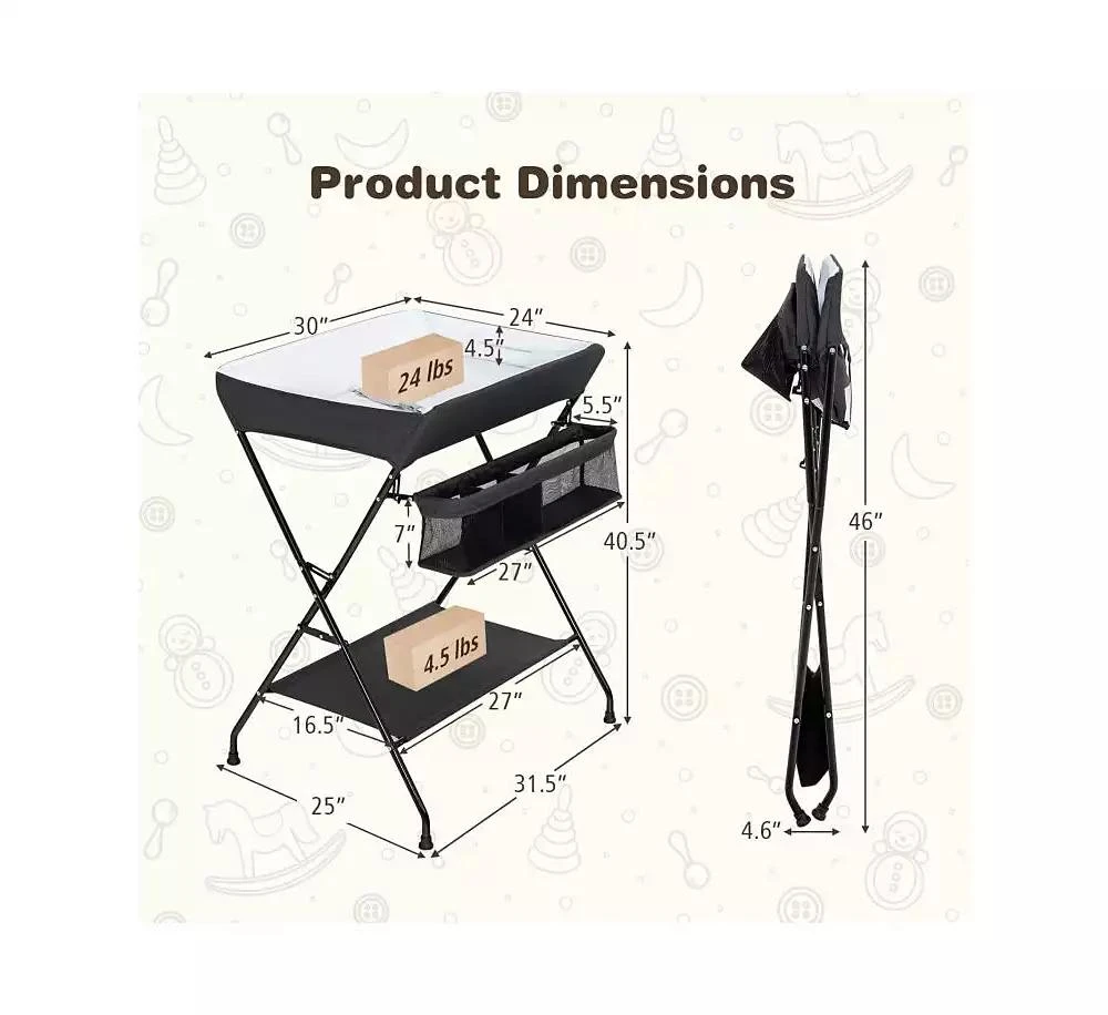 Slickblue Baby Storage Folding Diaper Changing Table 3