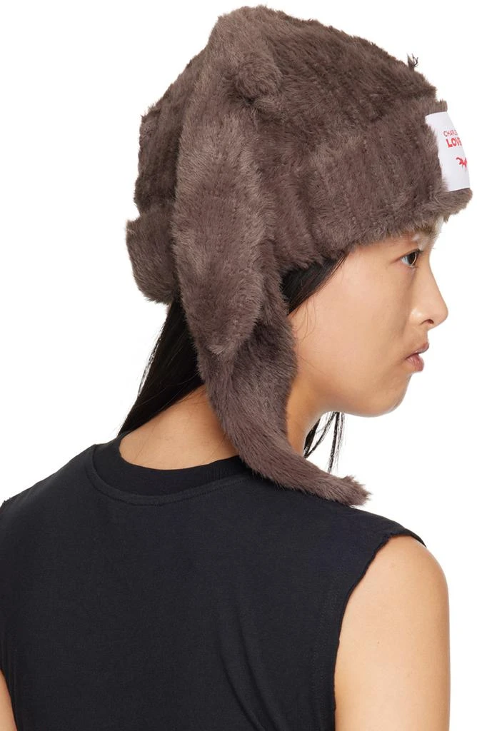 Charles Jeffrey Loverboy Brown Fluffy Chunky Rabbit Beanie 3