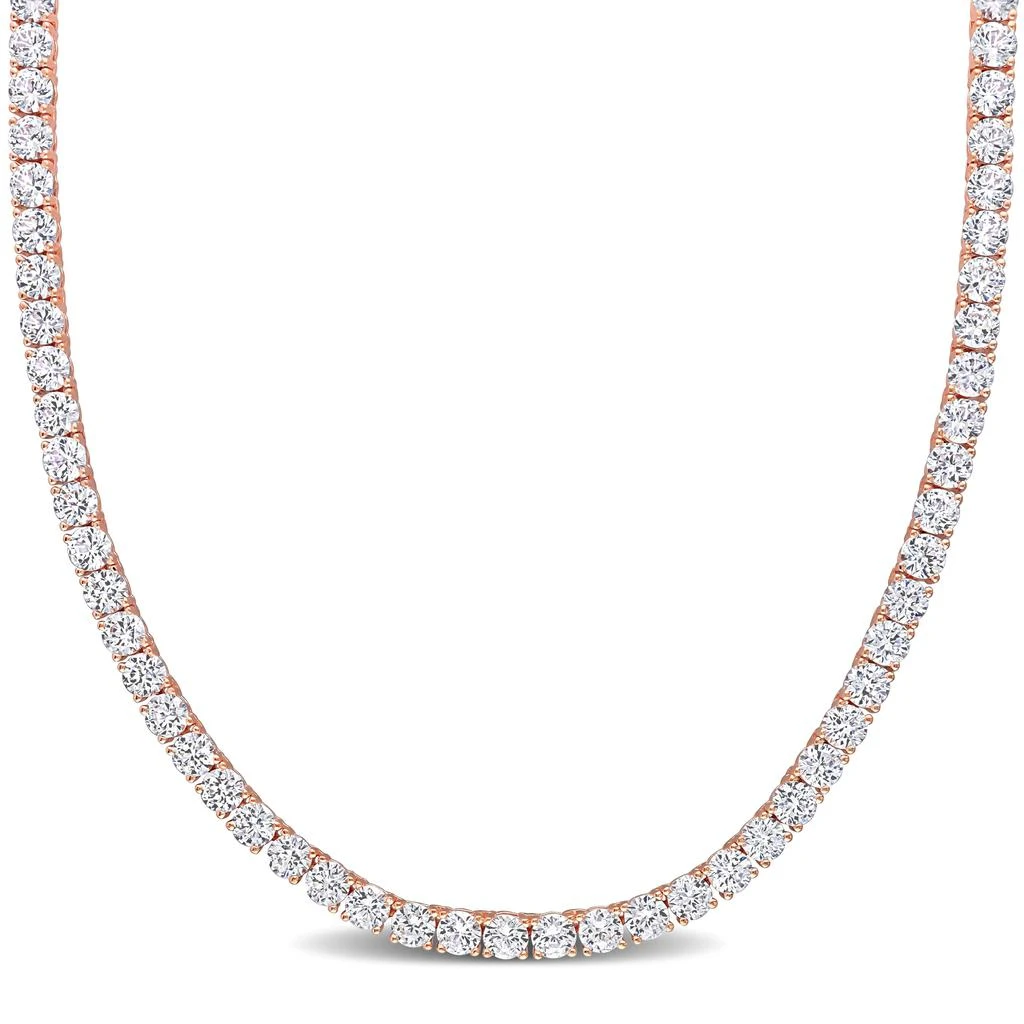 Mimi & Max 33 CT TGW Created White Sapphire Tennis Necklace in Rose Plated Sterling Silver 1