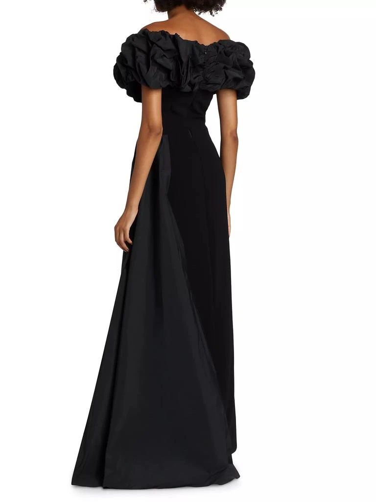 Teri Jon Scrunch Taffeta &amp; Crêpe Off-the-Shoulder Gown 5