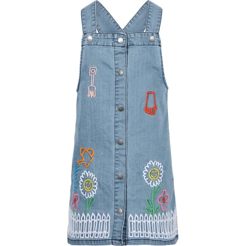 kids denim dress Moons & Stars Embroidered Denim Dress With Pockets