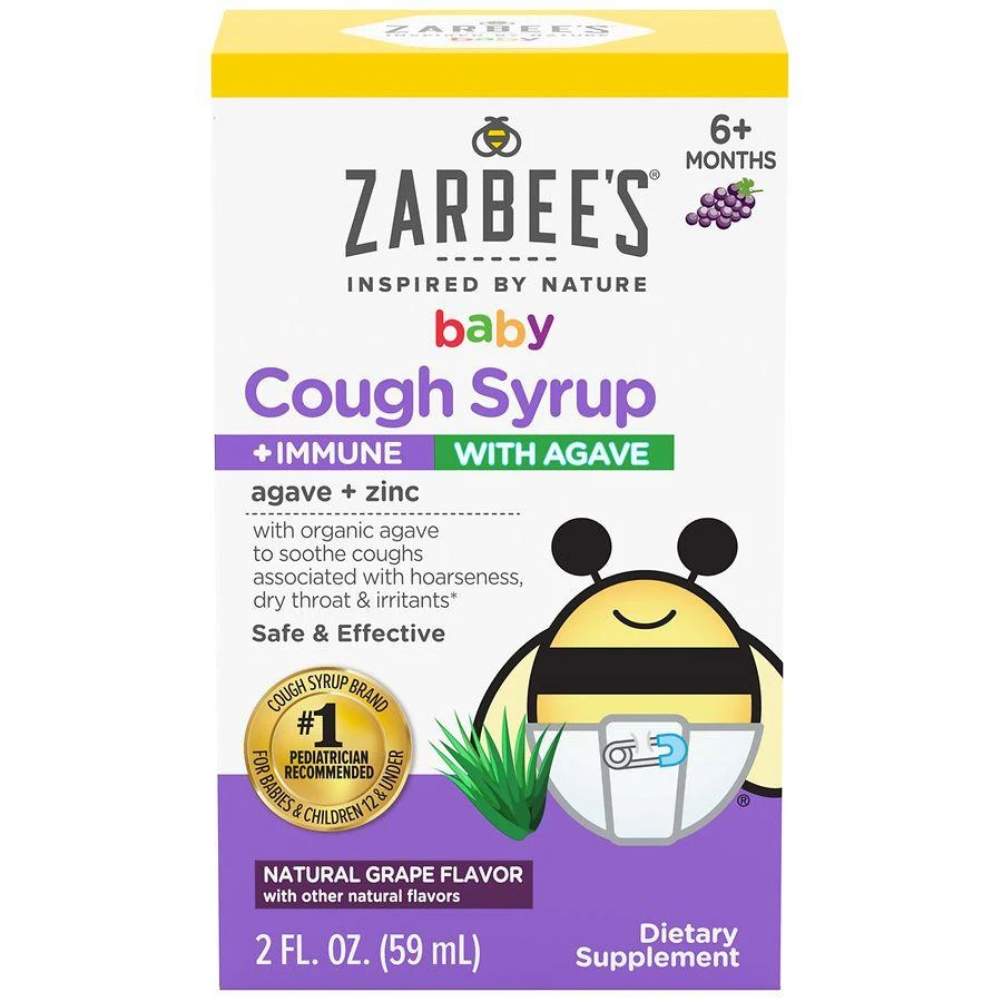ZarBee's Naturals Baby Agave Cough Syrup + Immune for Babies 6+ Months Natural Grape 1