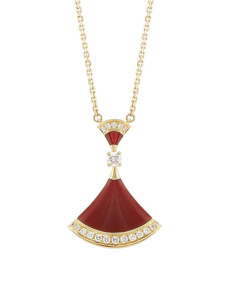 BVLGARI Divas' Dream 18K Rose Gold, Carnelian & Diamond Pendant Necklace 1