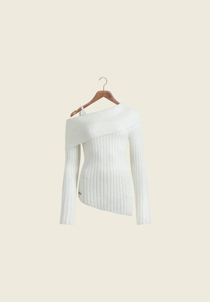 House Of Sunny Chunky Off The Shoulder Rib Knit Top In Off White 4
