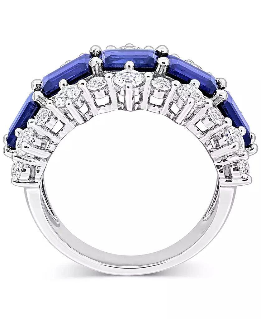 Macy's Lab-Grown Blue Sapphire (4-5/8 ct. t.w.) & Lab-Grown White Sapphire (2-1/10 ct. t.w.) Three Row Ring in Sterling Silver 3