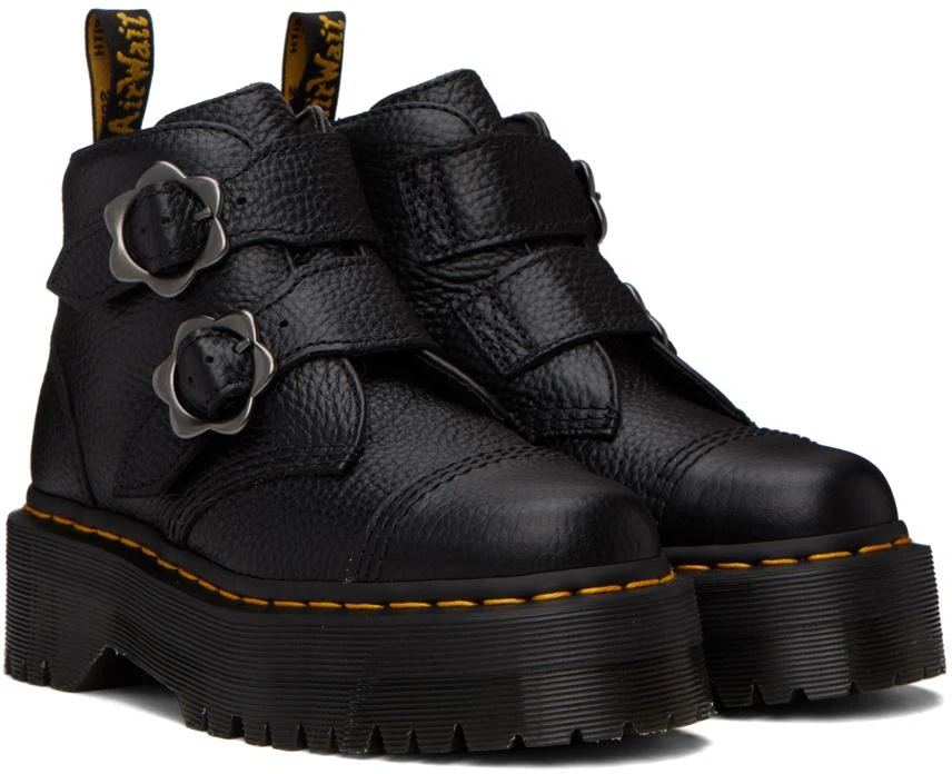 Dr. Martens Black Devon Flower Buckle Platform Boots 4