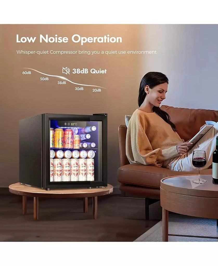 Zafro 1.3 Cu Ft Mini Beverage Fridge — 12-Bottle
48-Can Cooler, Glass Door, Digital Temp Control — Compact Drink Cooler for Home, Office, Bar 4