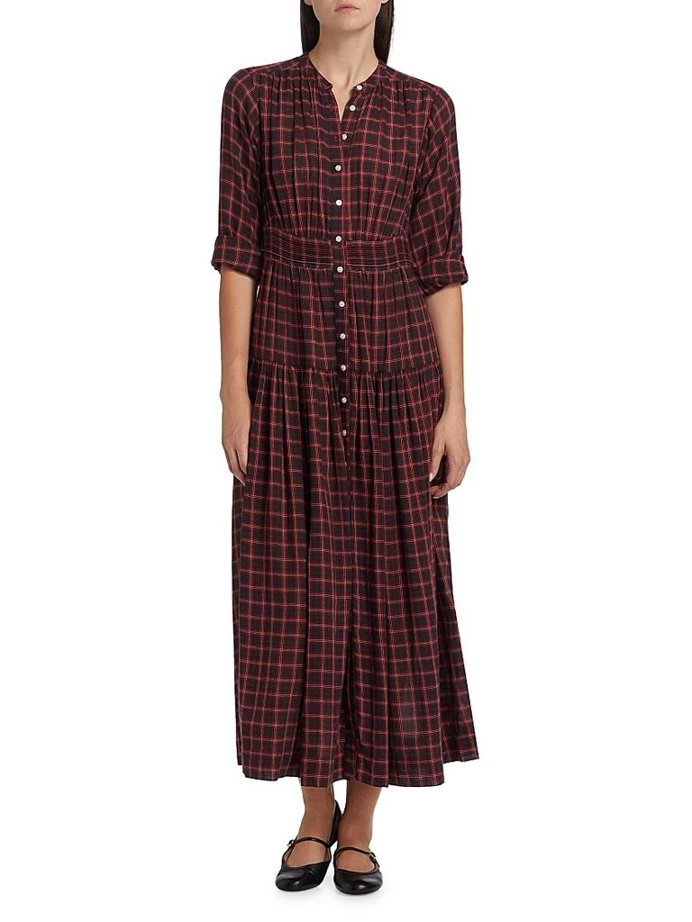 DÔEN Annika Plaid Cotton Midi-Dress 3