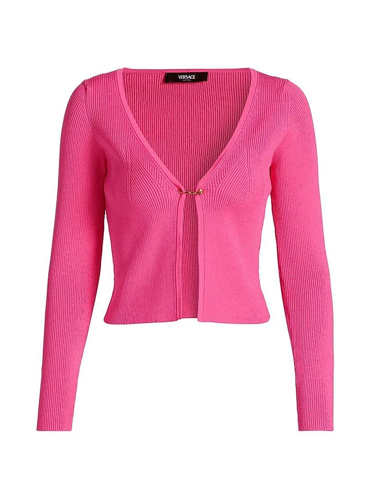 Versace Rib-Knit Safety Pin Cardigan 1