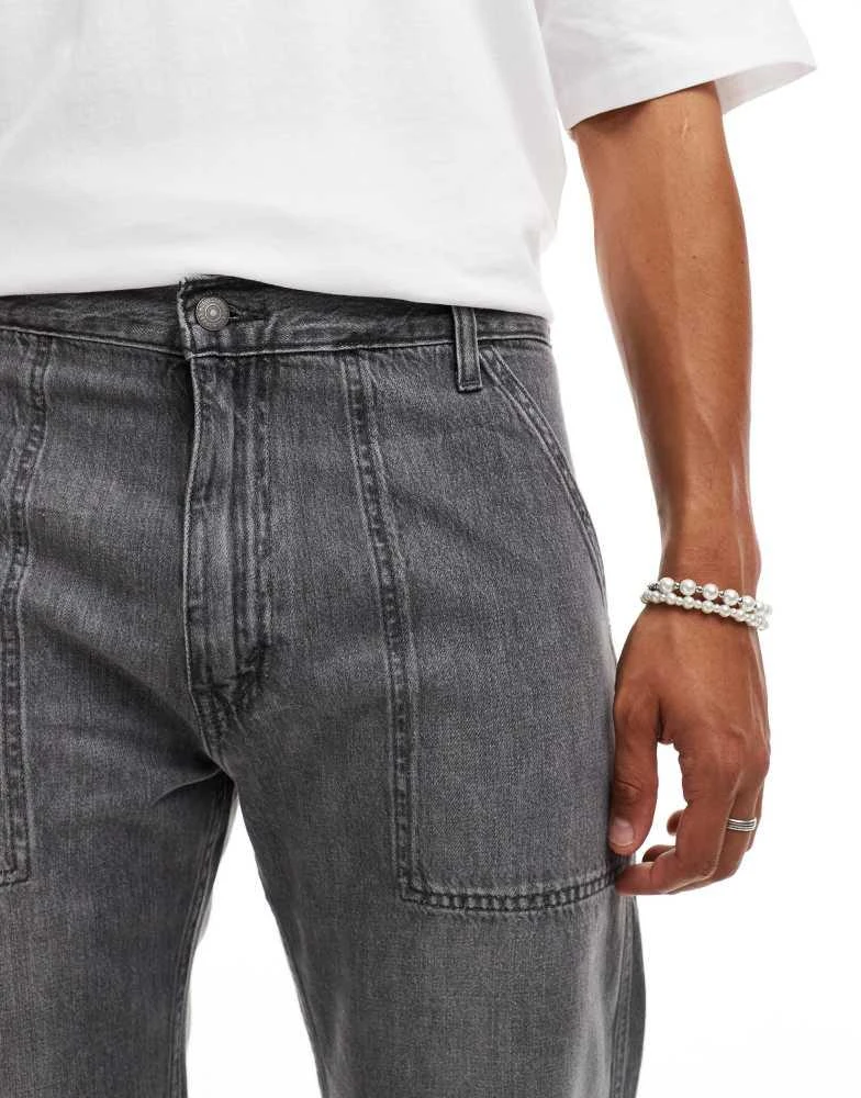 Levi's Levi's 555 relaxed straight utility jeans in washed black 2