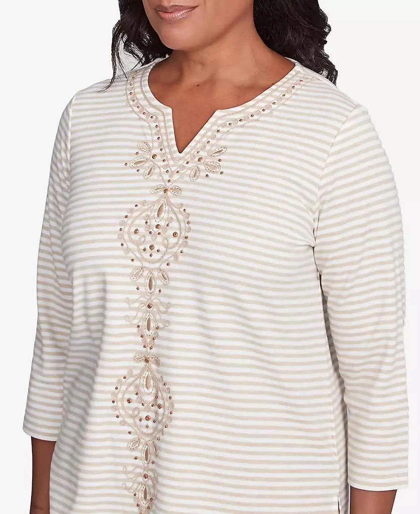 Alfred Dunner Petite Catalina Island Bold Medallion Stripe Top 5
