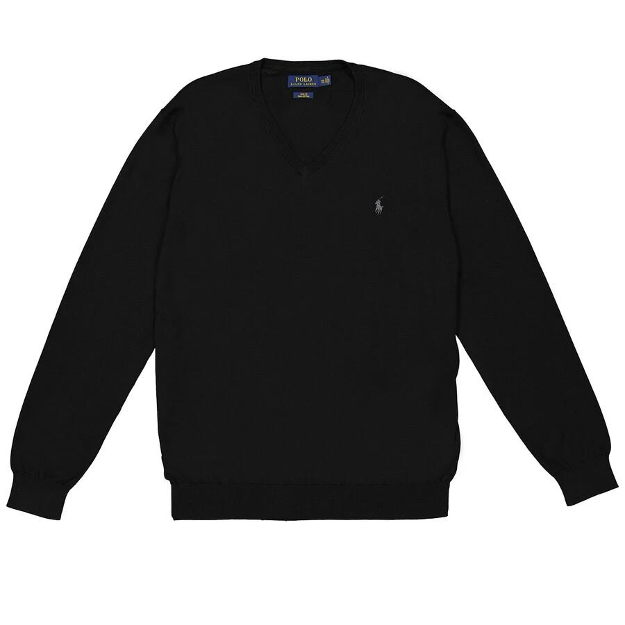 Ralph Lauren Classics Men's Black Slim Fit Cotton V-Neck Sweater