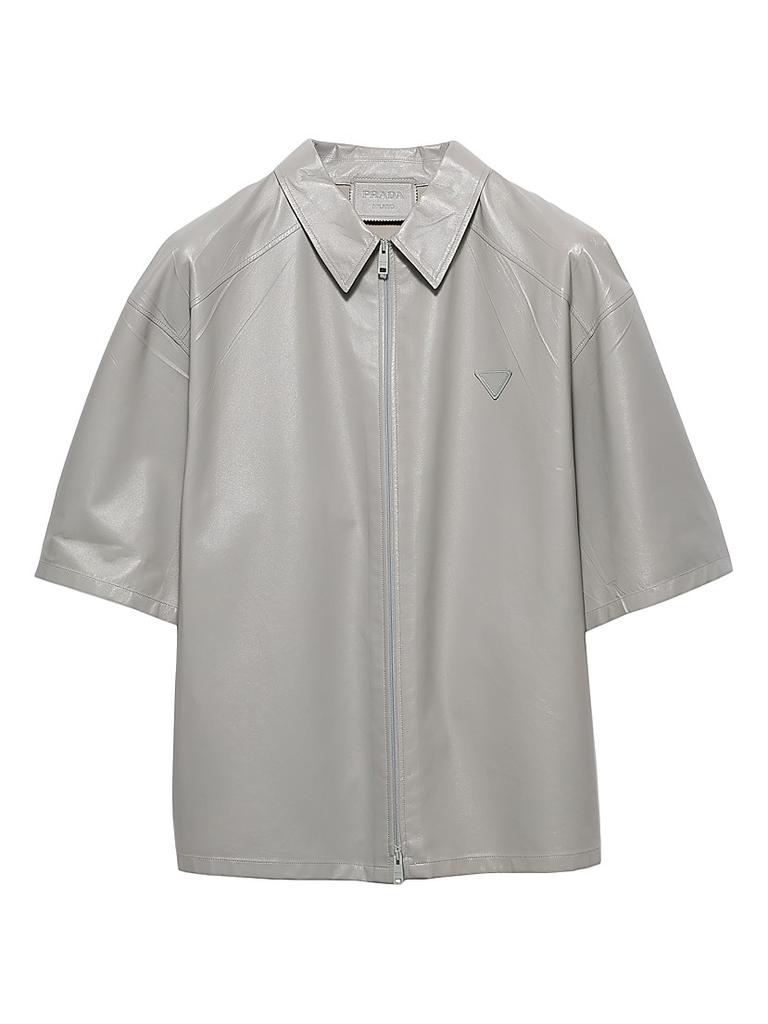 Prada Short-Sleeve Nappa Leather Shirt - Shirts - Free Shipping