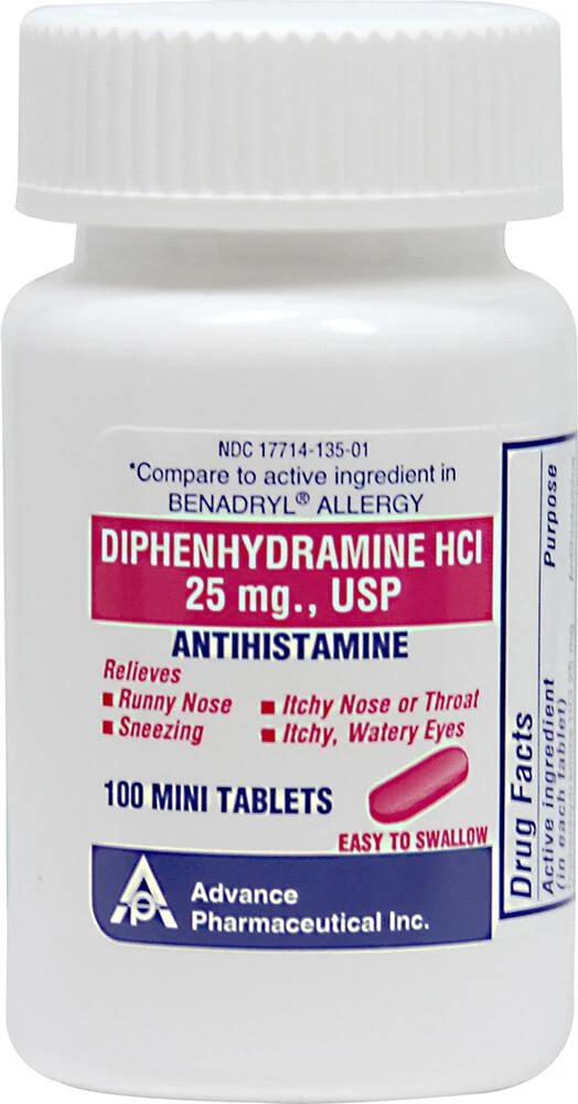 Advanced Pharmaceutical Inc. Diphenhydramine HCI 25 mg, 100 Tablets 1