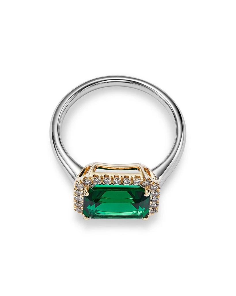 Bloomingdale's Fine Collection Emerald and Diamond Halo Ring in 14K Yellow & White Gold - Exclusive 4