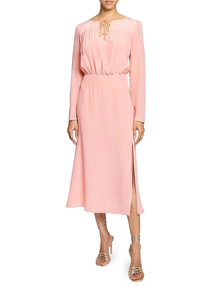 Santorelli Tie Neck A-Line Midi-Dress 4