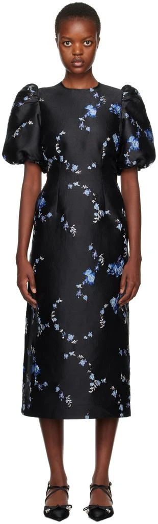 Ganni Black Jacquard Midi Dress 1