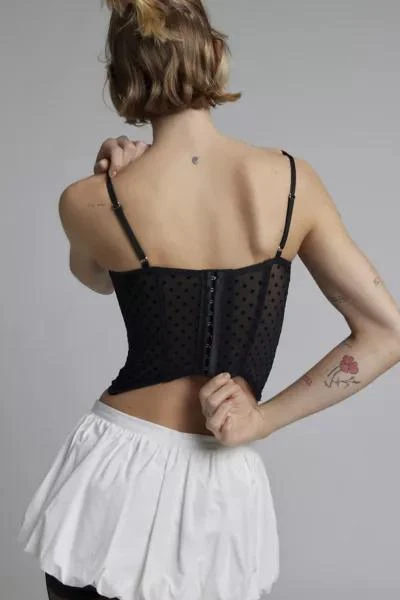 Out From Under Out From Under Flocked Dots Corset Top 2