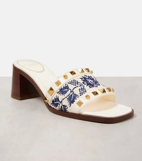 Valentino County 60 Rockstud embroidered mules 5