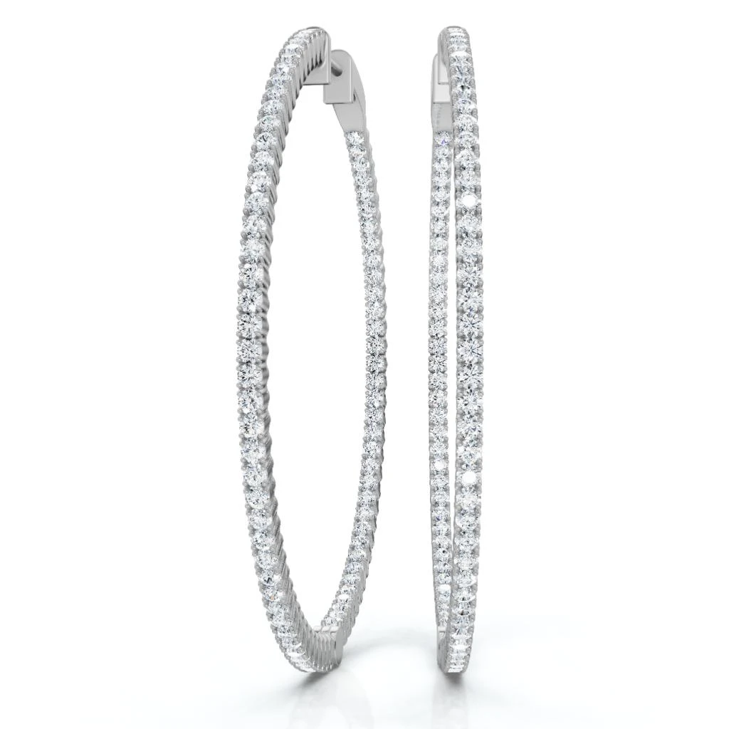 Pompeii3 1 3/4Ct Diamond Inside Outside 2" Tall Hoops Earrings Lab Grown 3