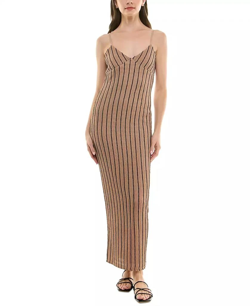 Planet Gold Juniors' Textured Striped Knit Maxi Dress 1