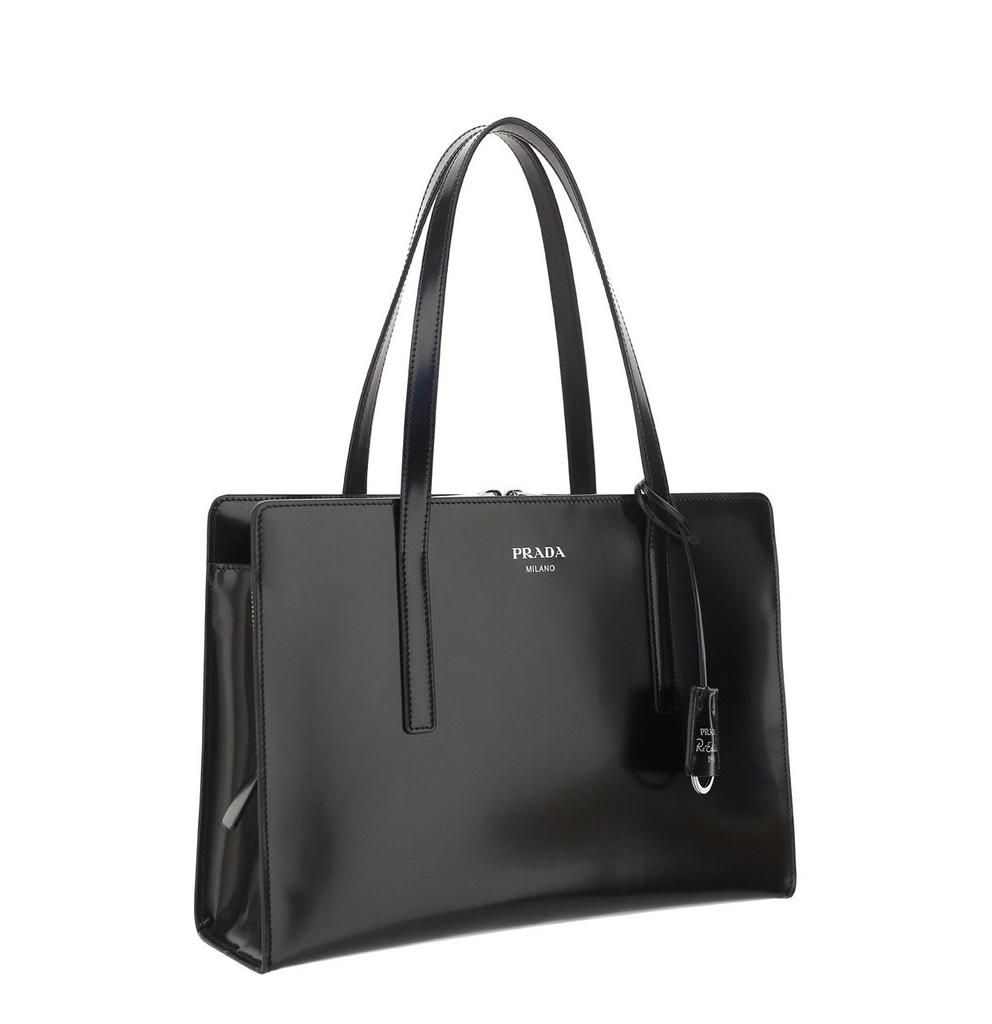Prada Black & White City Calf Leather Sidonie Belt Bag