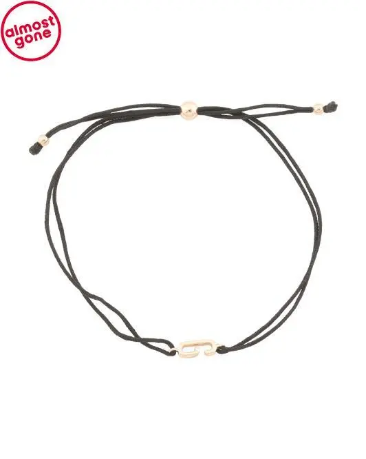 ORIANA COLLECTION 14kt Gold Initial Cord Adjustable Bracelet