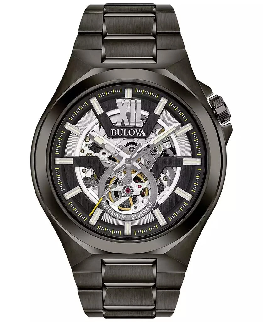 Bulova Men's Automatic Gunmetal Stainless Steel Bracelet Watch 46mm 98A179 1