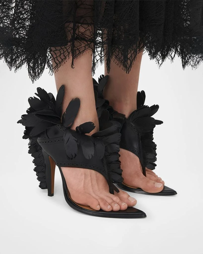 McQueen Leather Feather Thong Sandals 2