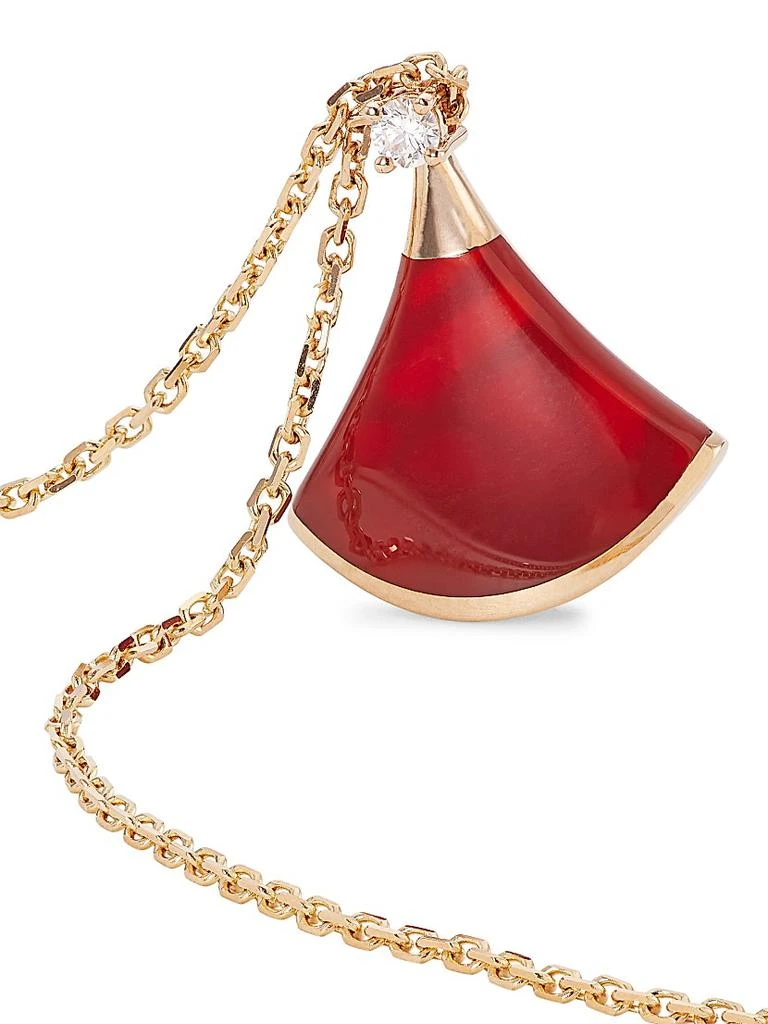 BVLGARI Divas' Dream 18K Rose Gold, Carnelian &amp; Diamond Pendant Necklace 4