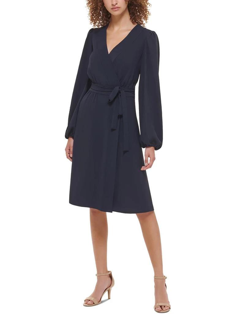 Tommy Hilfiger Womens Blouson Sleeves V-Neck Wrap Dress 2