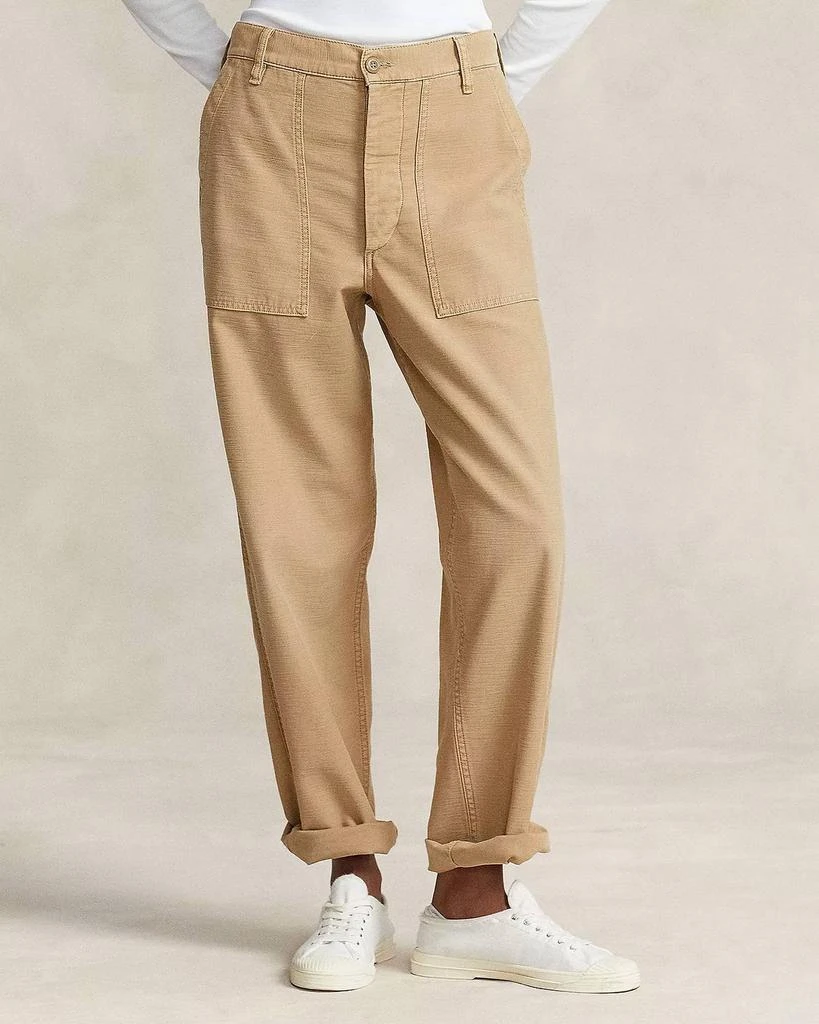 Ralph Lauren Polo Mid Rise Ankle Pant With Patch Pockets In Khaki 1