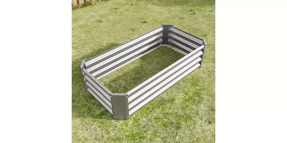 Flynama Metal Raised Garden Bed Rectangle Raised Planter 4ft L x 2ft W x 1ft H for Flowers Vegetables Herb Silver 5