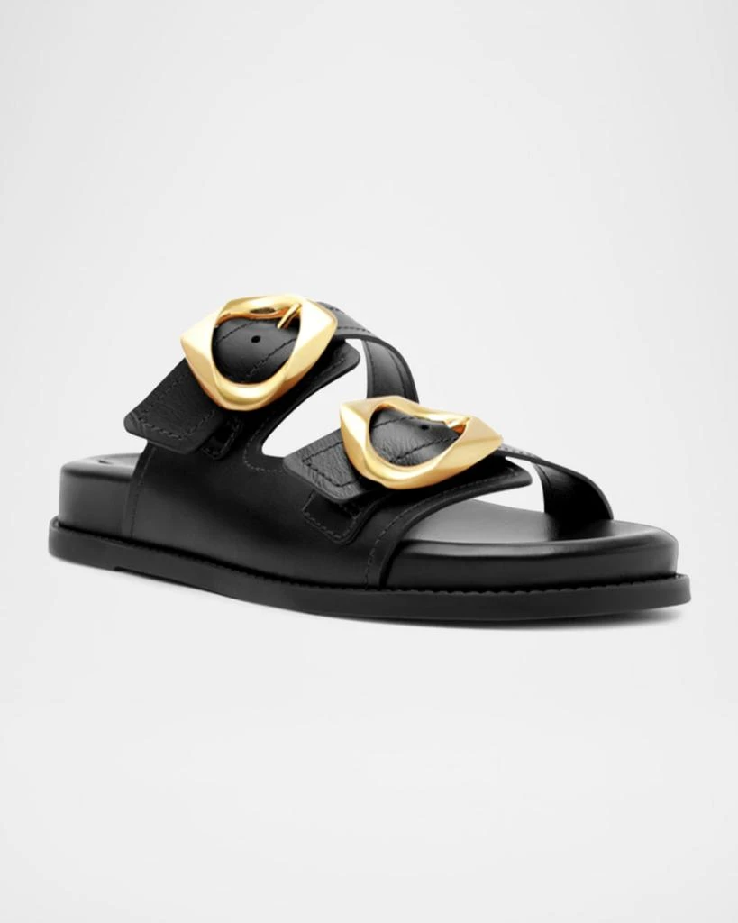 Schutz Olga Leather Buckle Sporty Sandals 2