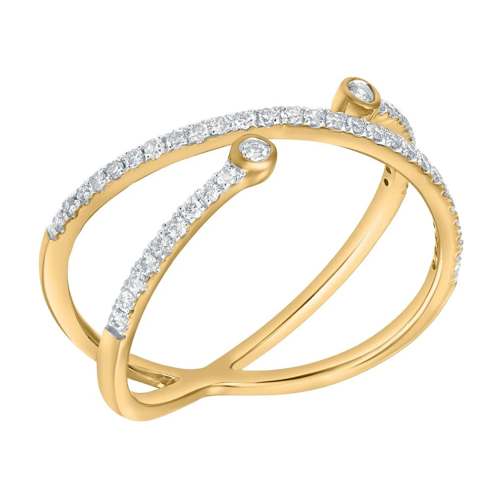 LuvMyJewelry Infinara 0.25 Cts Natural Diamond Crossover 14K Gold Ring 2