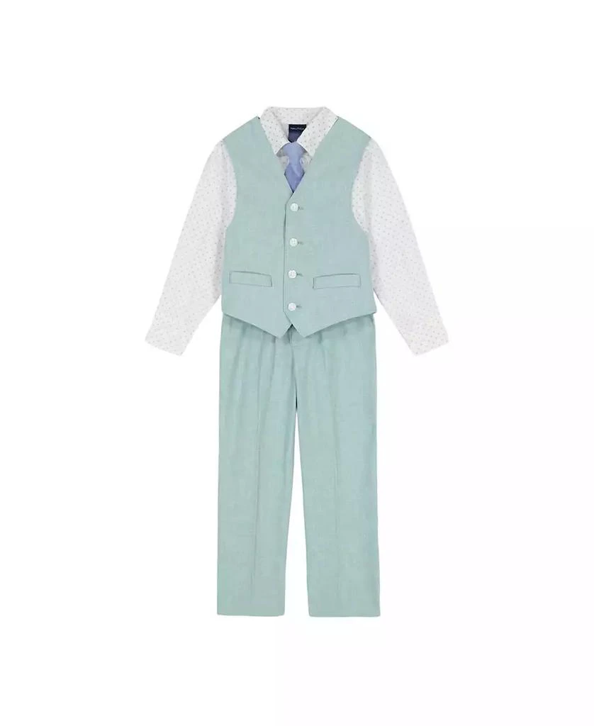 Nautica Toddler and Little Boys Linen Look Vest Set with Tie 1