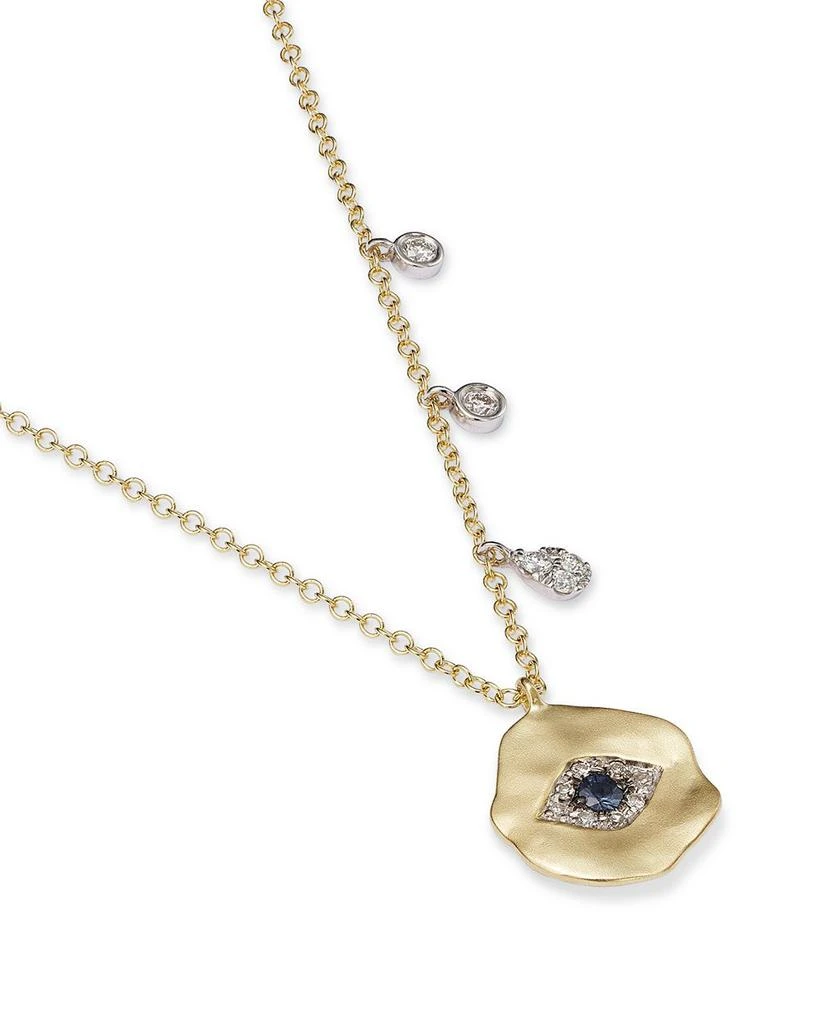Meira T 14K White & Yellow Gold Evil Eye Sapphire & Diamond Disc Pendant Necklace, 16" 3