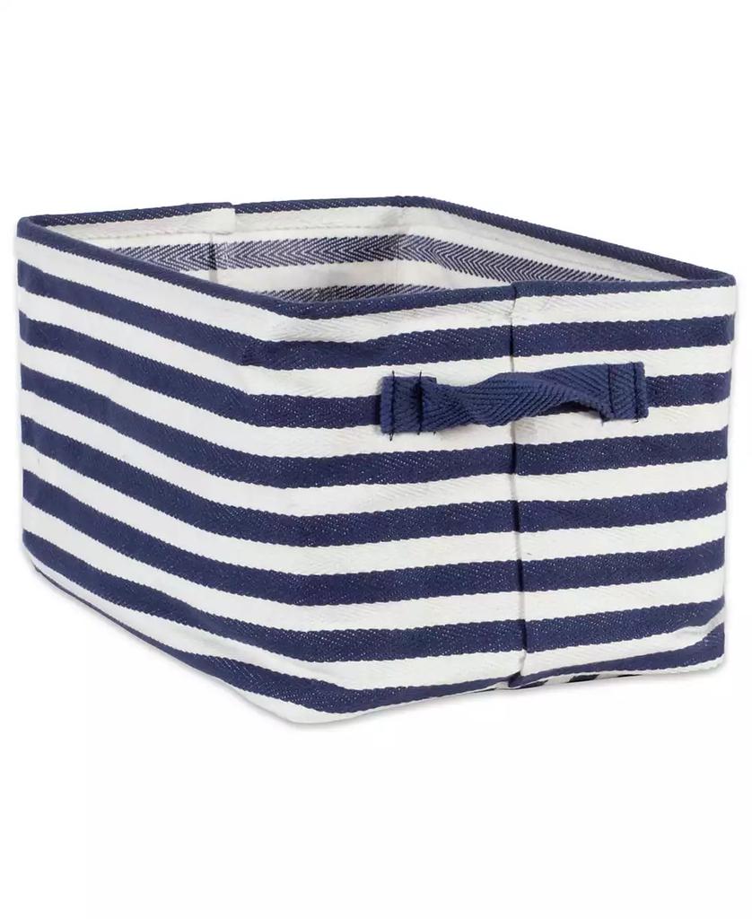 Design Imports Polyethylene Coated Herringbone Woven Cotton Laundry Bin Stripe French Rectangle Small Set of 2